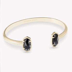 Kendra Scott Elton Gold Cuff Bracelet in Black Opaque Glass - Worn 1x